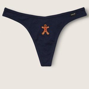 ❄VS PINK Gingerbread Man Ribbed Thong Winter NWT